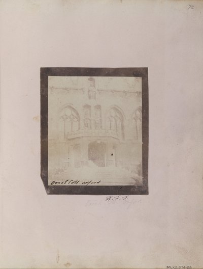 The Porch in the Front Quad of Oriel College, Oxford by William Henry Fox Talbot